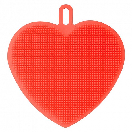 Силиконовая щетка для мытья посуды, овощей и фруктов МУЛЬТИДОМ Сердце 12x12,5 см - Вид 1